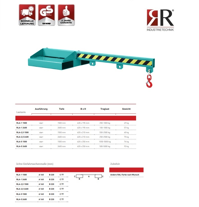 Lastarm Typ RLA-2,5 1500 RAL 5010 | DKMTools - DKM Tools