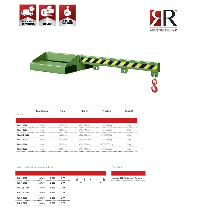 Lastarm Typ RLA-2,5 1500 RAL 6011 | DKMTools - DKM Tools
