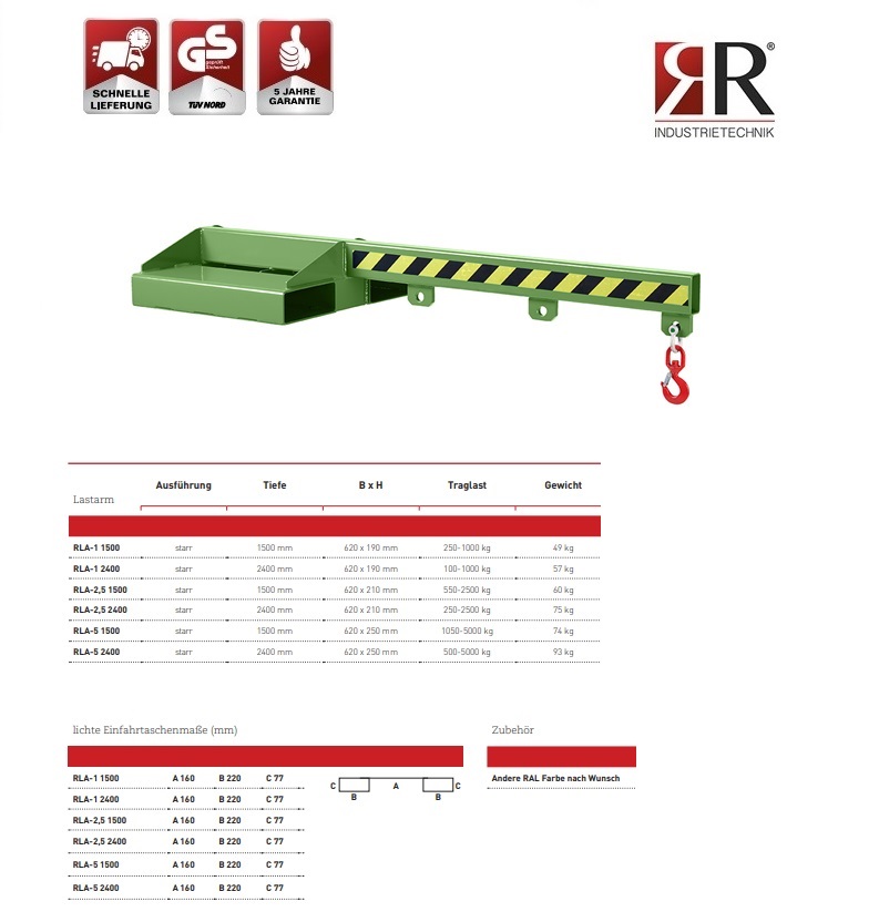 Lastarm Typ RLA-1 1500 RAL 6011