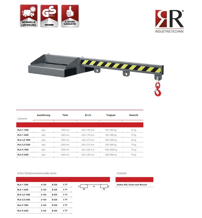 Lastarm Typ RLA-2,5 2400 RAL 7005 | DKMTools - DKM Tools