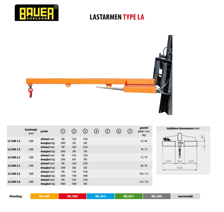 Lastarm LA 2400-1,0 Ral 2000