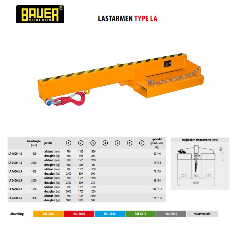 Lastarm LA 1600-5,0 Ral 2000