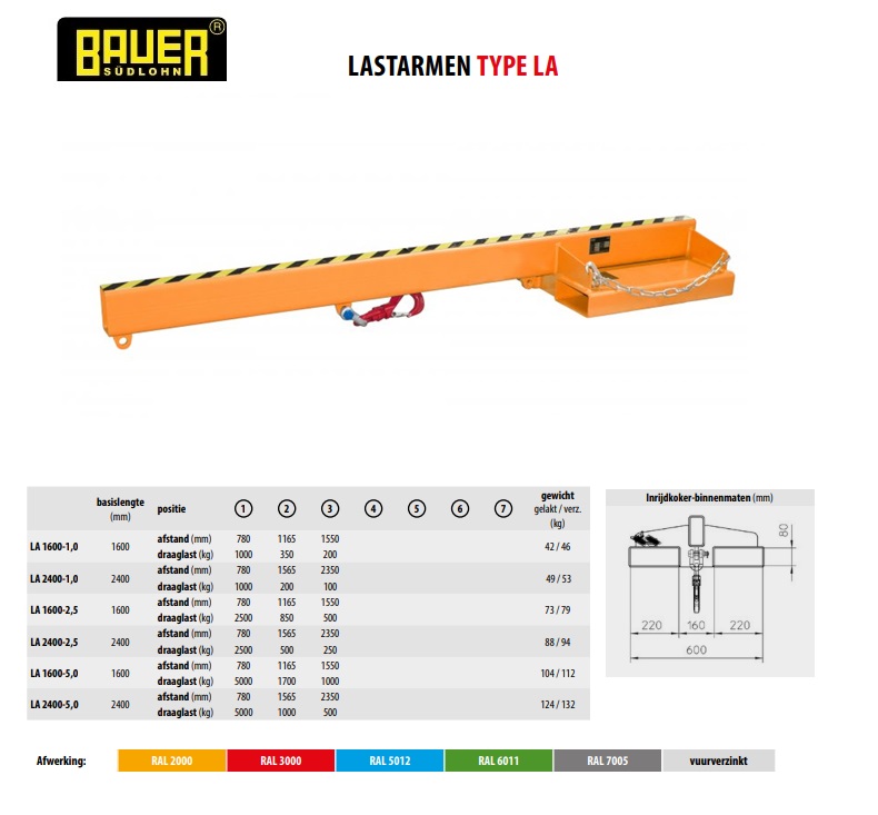 Lastarm LA 2400-5,0 Ral 2000