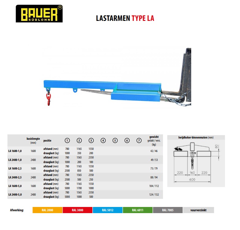 Lastarm LA 1600-2,5 Ral 2000 | DKMTools - DKM Tools