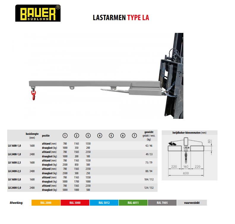 Lastarm LA 2400-1,0 Ral 7005