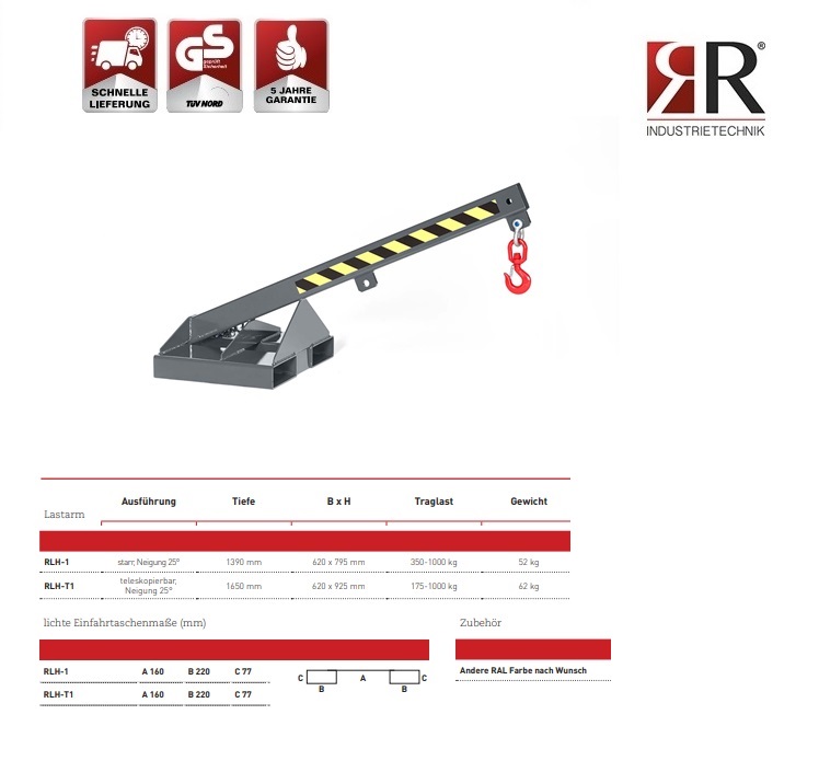 Lastarm Typ RLH-1 RAL 7005