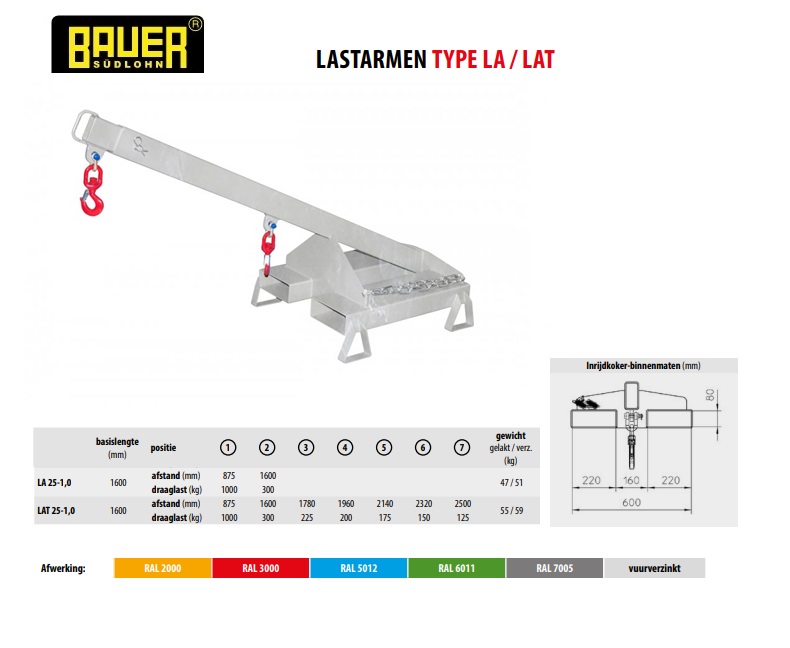 Lastarm LAT 25-1,0V vuurverzinkt