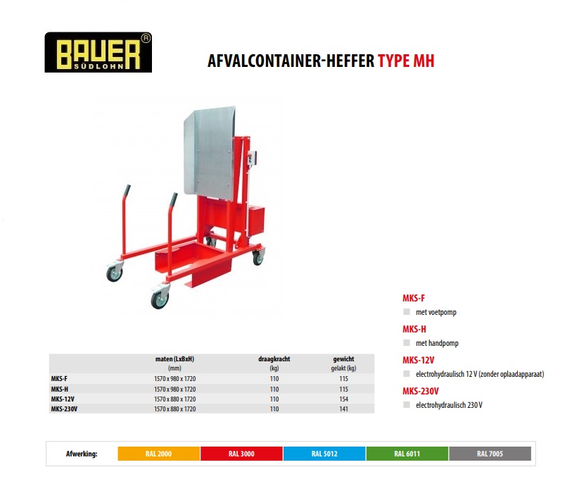 Afvalcontainer kiepstation MKS-12V RAL 3000