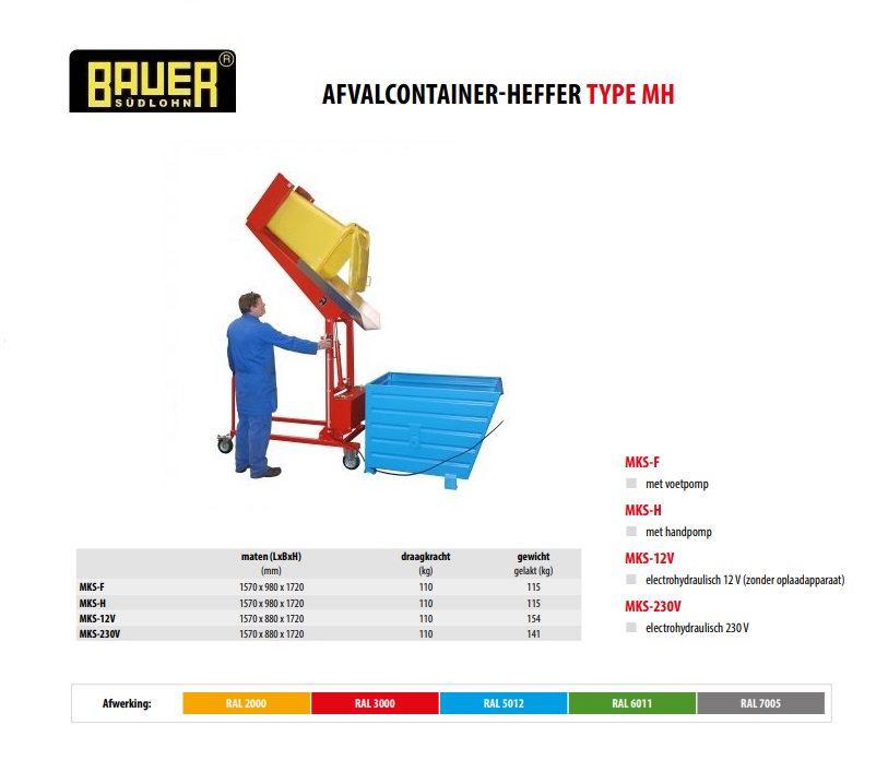 Afvalcontainer kiepstation MKS-230V RAL 3000