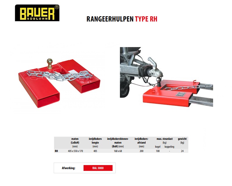 Rangeerhulp met koppelingskogel RH-RAK RAL 3000 | DKMTools - DKM Tools