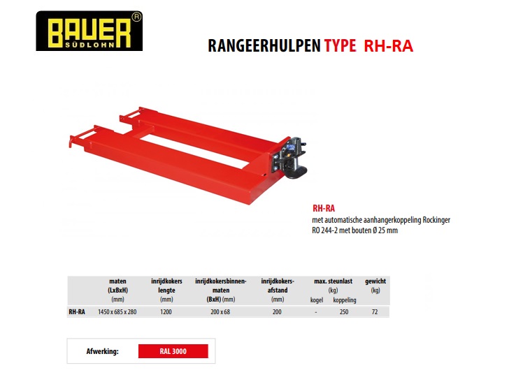 Rangeerhulp met koppelingskogel RH-RAK RAL 3000 | DKMTools - DKM Tools