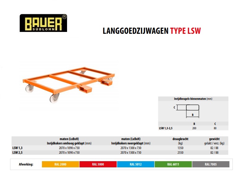 Langgoedzijwagen LSW 1,3 RAL 3000 | DKMTools - DKM Tools