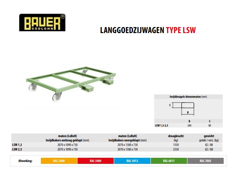 Langgoedzijwagen LSW 1,3 RAL 6011