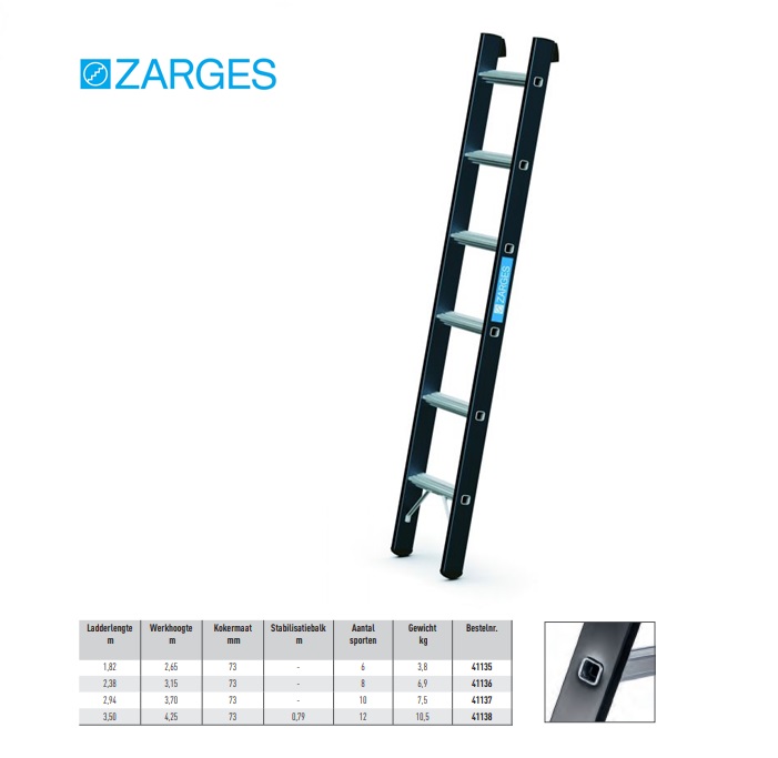 Megastep L, enkele ladder 12 sporten 3,5 m, W hoogte 4,25 m | DKMTools - DKM Tools