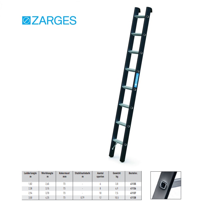 Megastep L, enkele ladder 10 sporten 2,94 m,W hoogte 3,7 | DKMTools - DKM Tools