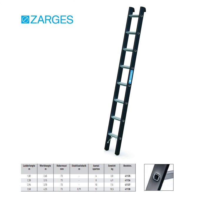 Megastep L, enkele ladder 12 sporten 3,5 m, W hoogte 4,25 m | DKMTools - DKM Tools