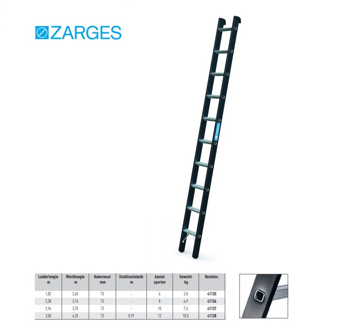 Megastep L, enkele ladder 6 sporten 1,82 m, W hoogte 2,65 m | DKMTools - DKM Tools