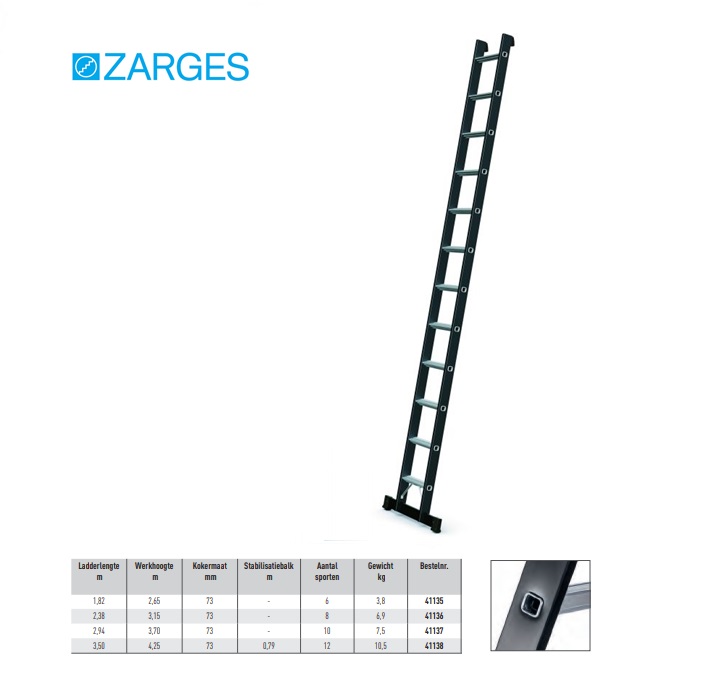 Megastep L, enkele ladder 10 sporten 2,94 m,W hoogte 3,7 | DKMTools - DKM Tools