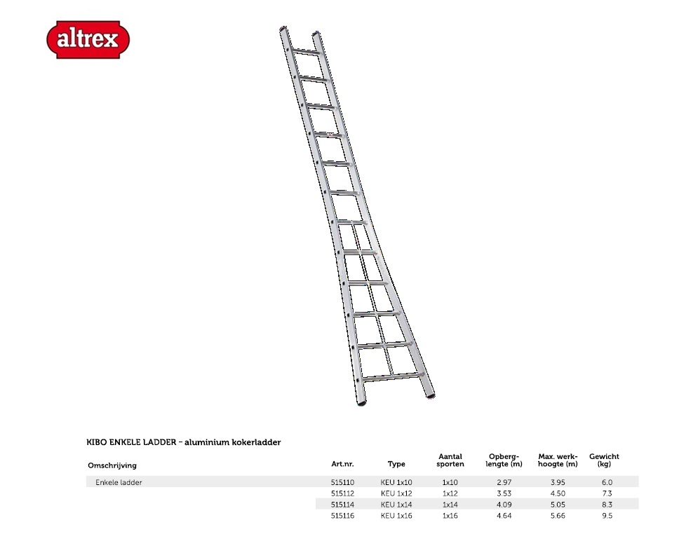 Kibo enkel rechte ladder KEU 1 x 10