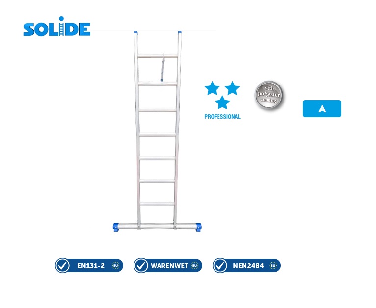 Enkele ladder 7 sp met stabiliteitsbalk 2,00 m W hoogte 2,90 m