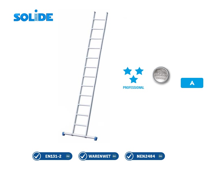 Enkele ladder 12 sp met stabiliteitsbalk 3,25 m W hoogte 4,15 m