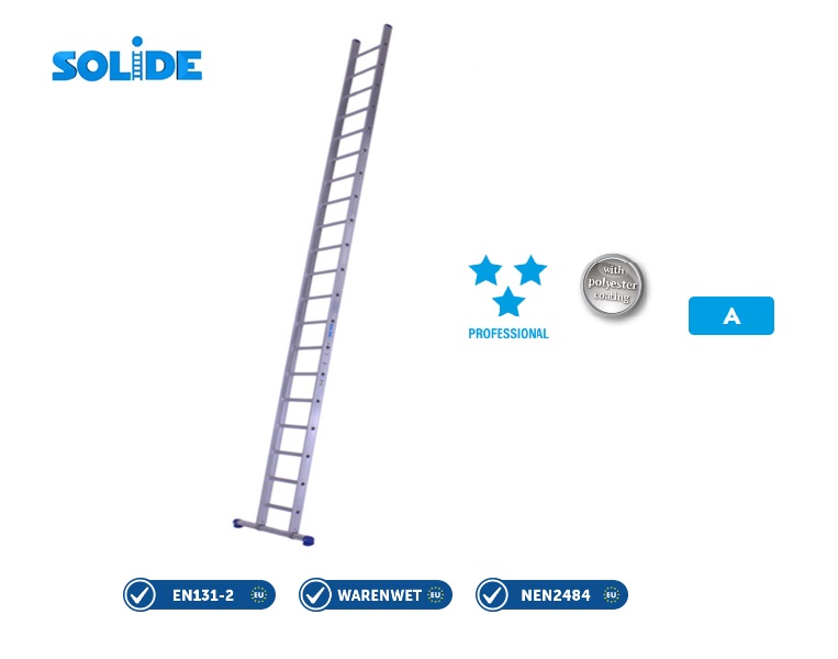 Enkele ladder 20 sp met stabiliteitsbalk 5,25 m W hoogte 6,15 m