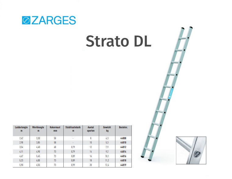 Enkele ladder 16 sp met stabiliteitsbalk 4,25 m W hoogte 5,15 m | DKMTools - DKM Tools