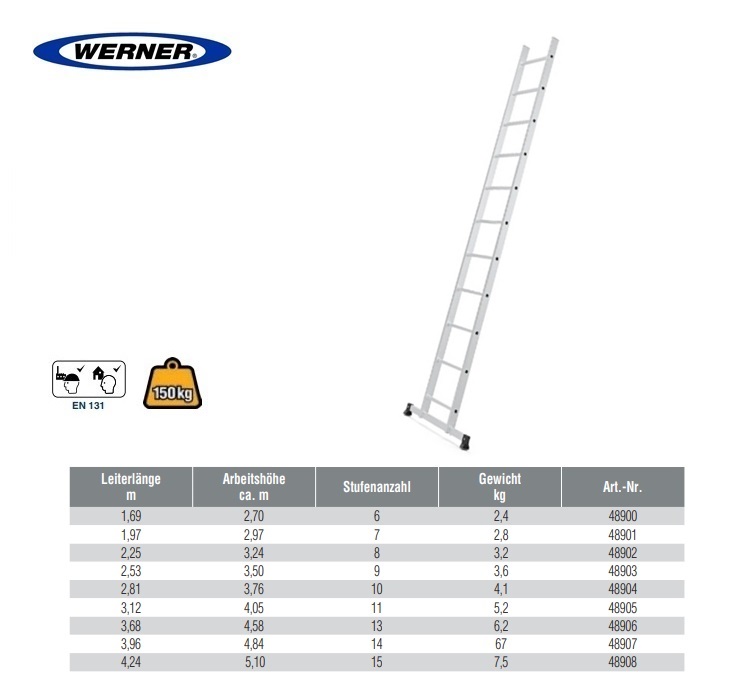 Enkele ladder 11 sp 3,12 WH 4,05 mtr