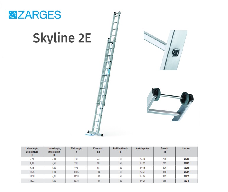Skyline 2E Optrekladder met koord 2 x 18 SP L= 9,13m | DKMTools - DKM Tools