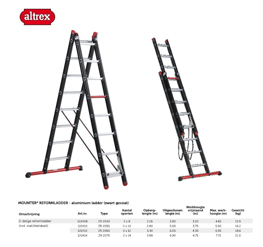 Mounter 2-delige reformladder ZR 2040 2 x 8