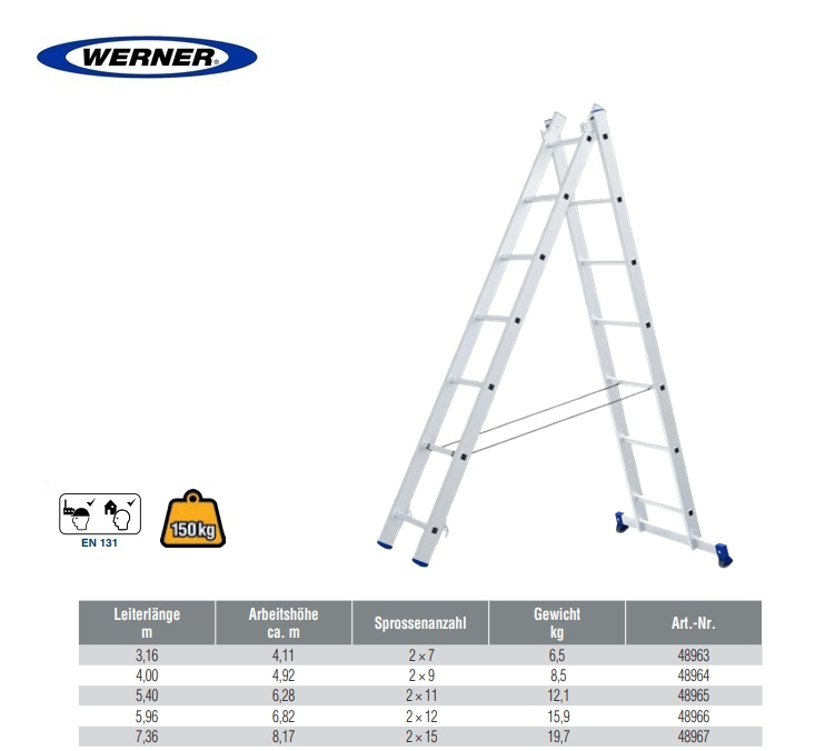 Reformladder 2-delig 2x7 sp 3,16 WH= 4,11