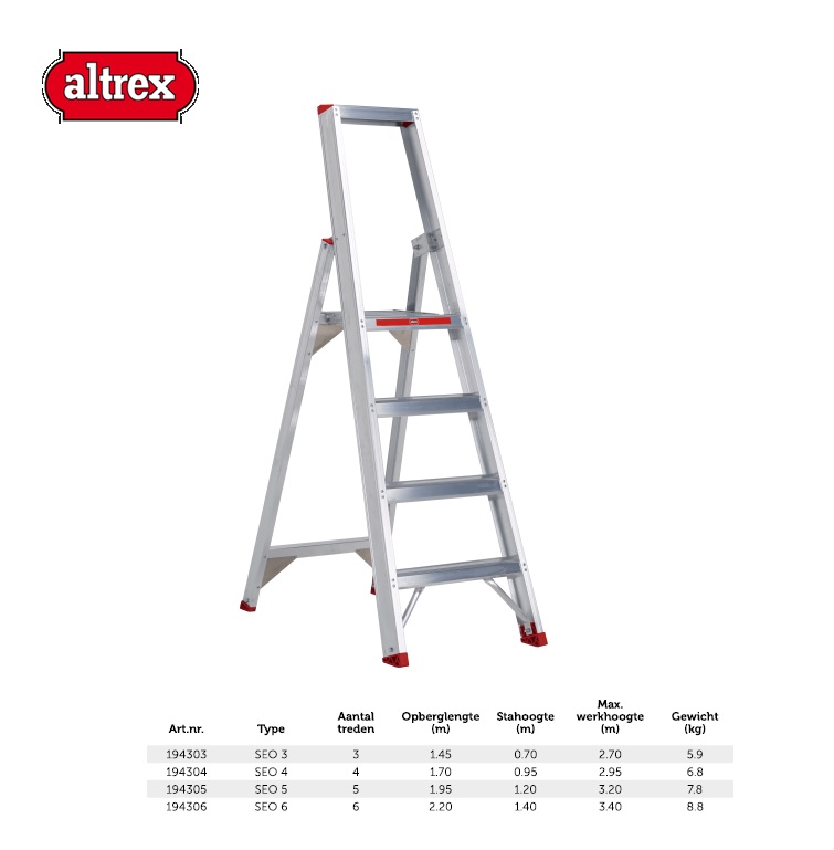 Sierra enkel oploopbare trap SEO 4-treeds