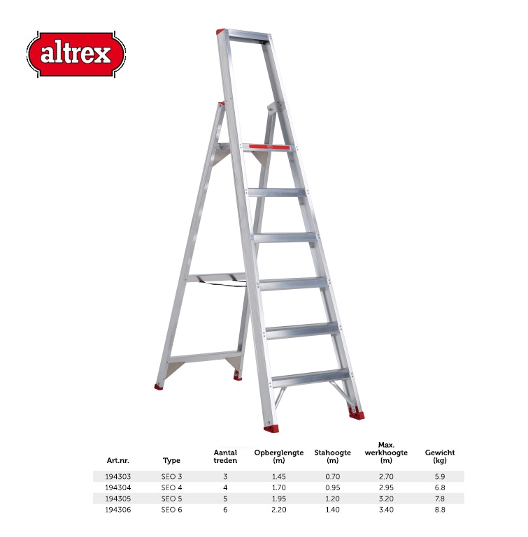 Sierra enkel oploopbare trap SEO 6-treeds