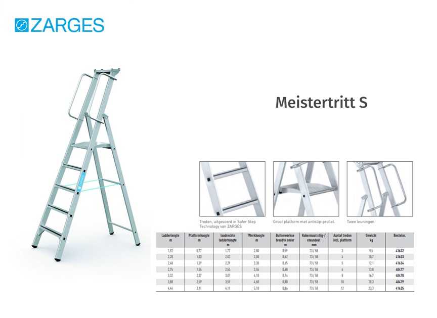 Meistertritt S Trap 3 Sp Platformhoogte 0,77 m