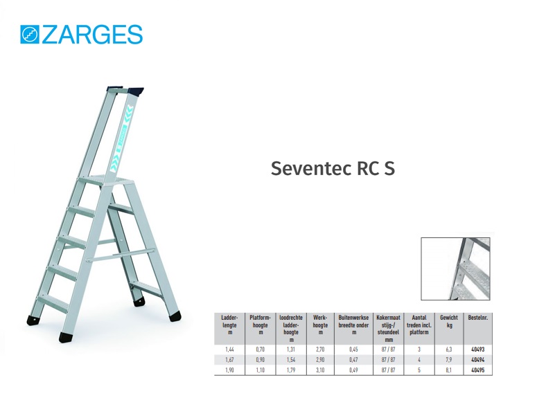 Seventec RC S, trap met 7-punts verbindingstechniek 3 Sp Platformhoogte 0,7 m