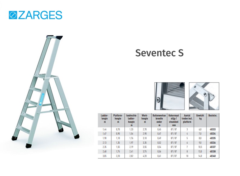 Seventec S, trap met 7-punts verbindingstechniek S 1x3tr H=0,70m