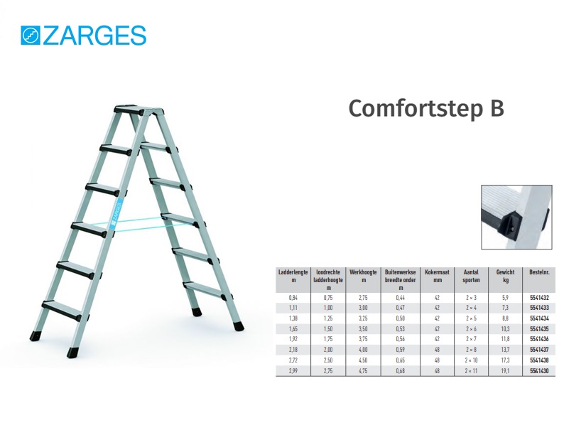 Comfortstep B, trapladder 2 x 3 Sp L= 0,84 m