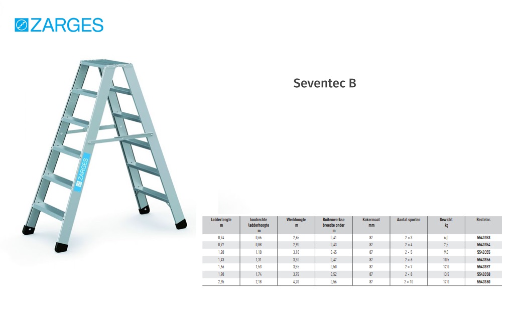 Seventec B, trap met 7-punts verbindingstechniek 2 x 3, L= 0,74 m