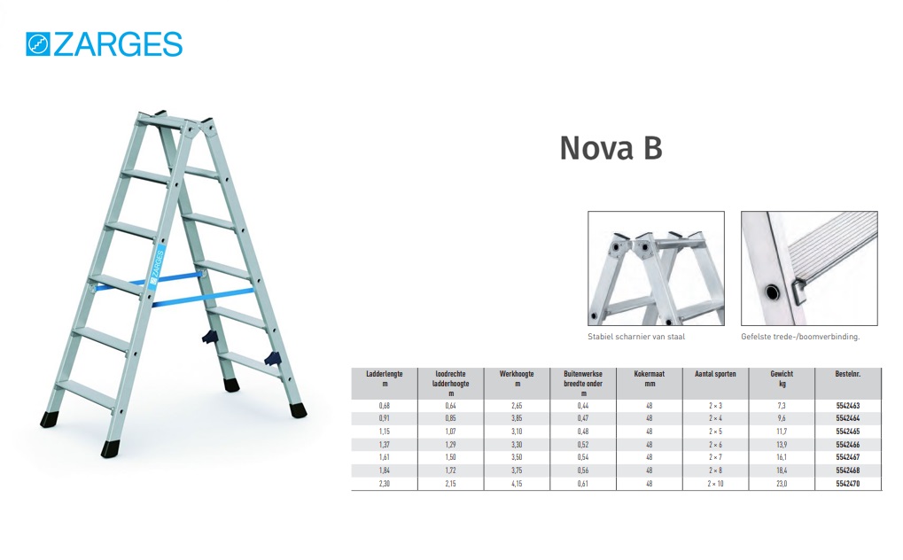 Nova B trap met onwrikbare treden 2 x 3 Sp L= 0,68 m