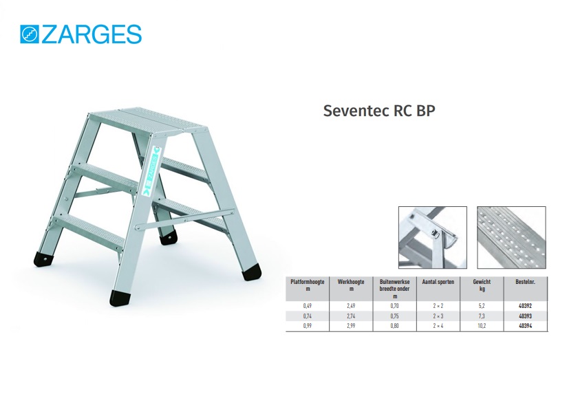 Seventec RC BP, werkplatform met 7-punts verbindingstechniek 2 x 2, Platformhoogte 0,49 m