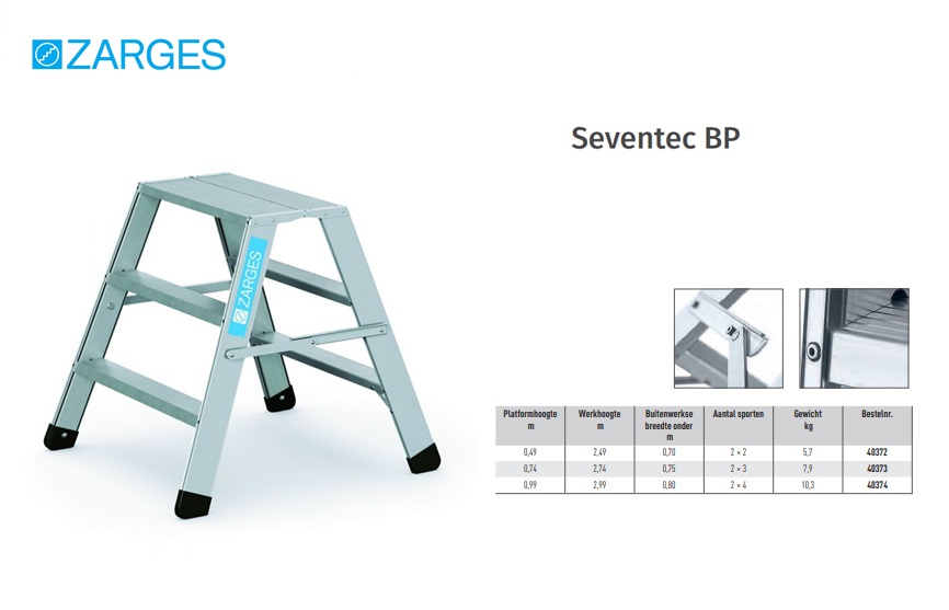 Seventec BP, werkplatform met 7-punts verbindingstechniek 2 x 2 Sp Platformhoogte 0,49 m