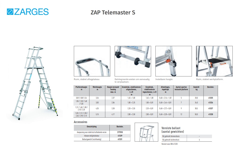 ZAP Telemaster S werkplatform 5 Trede Zarges 41325