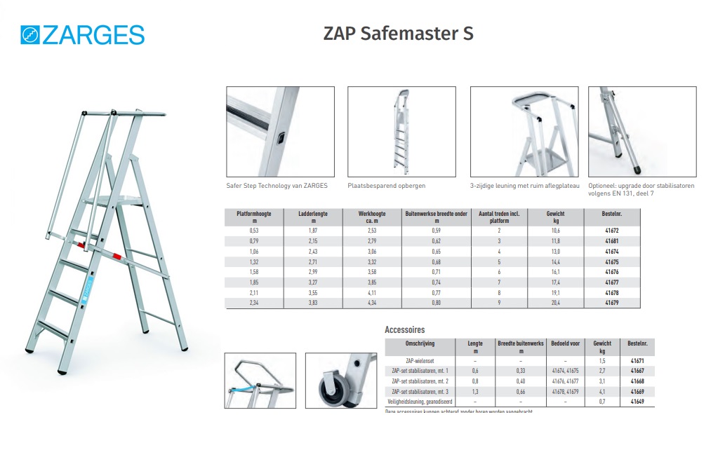 ZAP Safemaster S, Platformtrap 2 Sp Platformhoogte 0,52 m