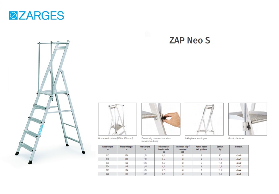 ZAP Neo S platformtrap 3 Sp Platformhoogte 0,74 m