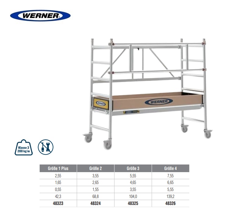 Vouwsteiger WernerTower 3T platformhoogte 0,55 m EN 1004