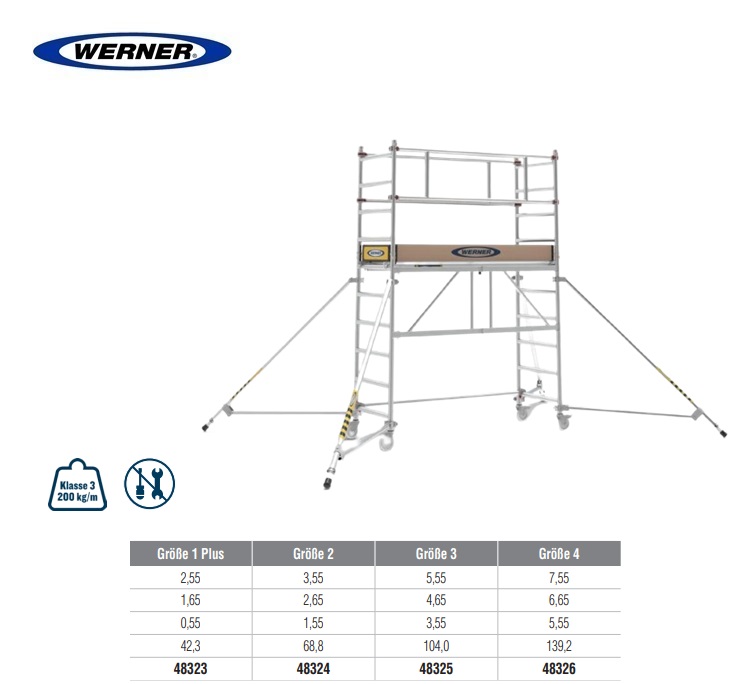 Vouwsteiger WernerTower 3T platformhoogte 3,55 - 5.55 m | DKMTools - DKM Tools