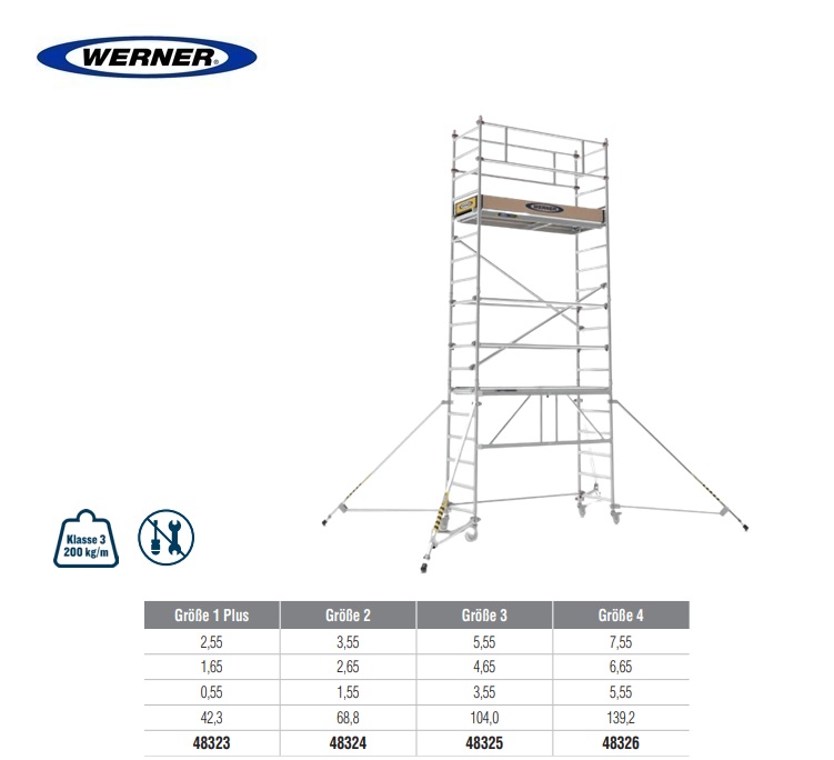 Vouwsteiger WernerTower 3T platformhoogte 1,55 - 3.55 m | DKMTools - DKM Tools