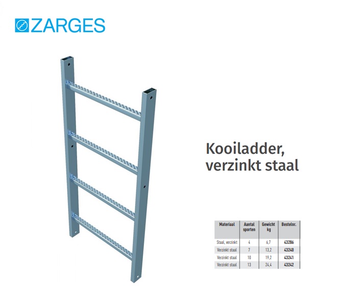 Kooiladder verzinkt staal, L= 1,12m