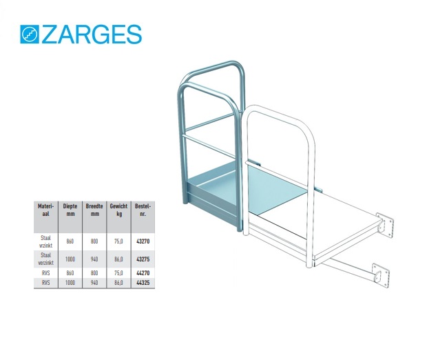 Basisplatform verzinkt staal 800 x 860 mm