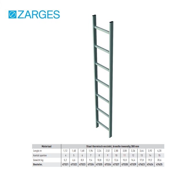 Putladder thermisch verzinkt  400 mm, 7 Sp L= ca. 1,96 m | DKMTools - DKM Tools